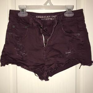 Maroon High Waisted AE Shorts